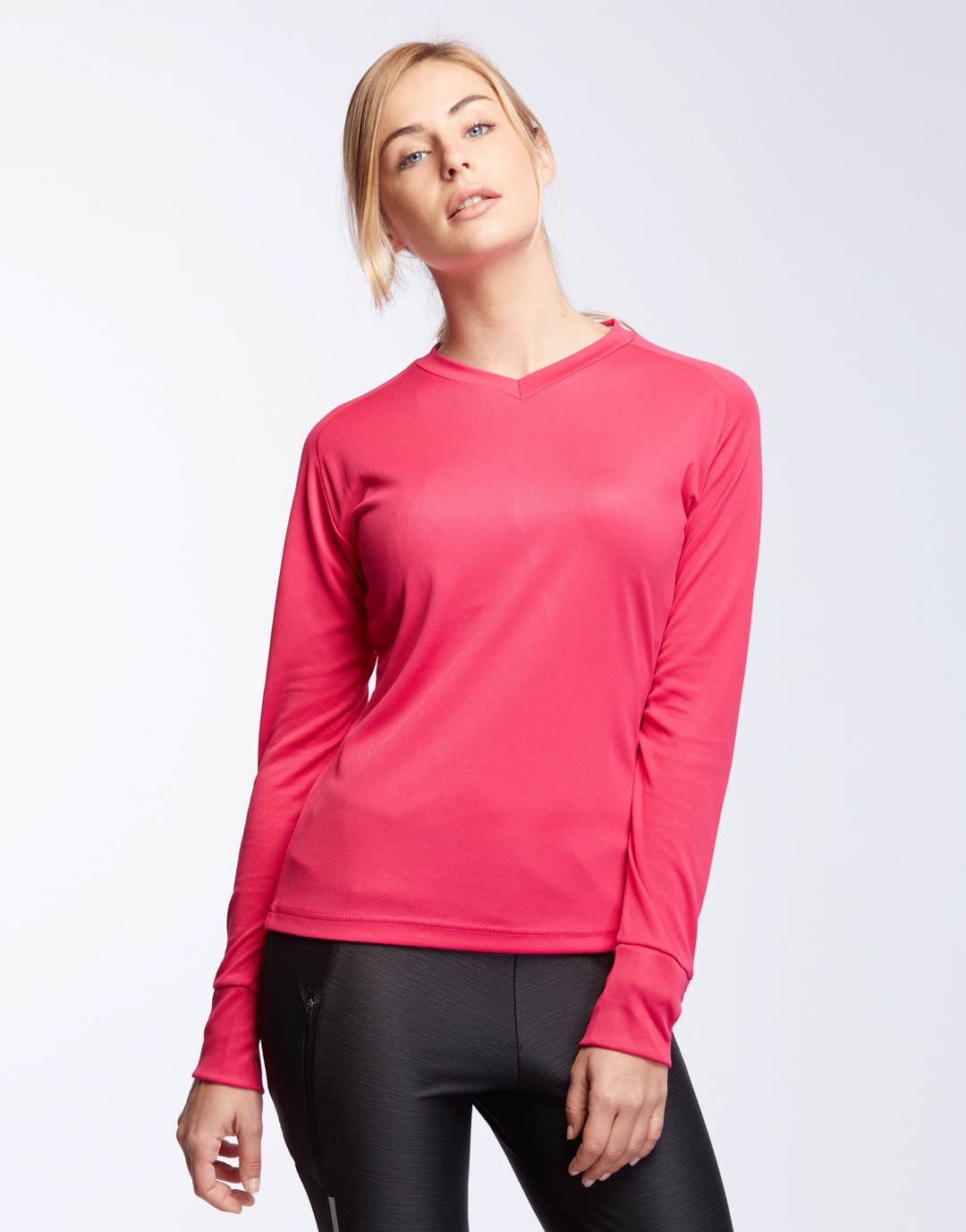 T-shirt Sport Femme Manches Longues 1/4 Zip - Respirant, élastique Avec Trous Pour Pouces - Running, Yoga, Fitness - Tailles S à XXL - 13